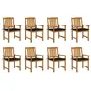 Image de vidaXL Chaises de jardin avec coussins lot de 8 Bois d'acacia solide3078173