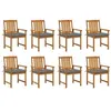 Image de vidaXL Chaises de jardin avec coussins lot de 8 Bois d'acacia solide