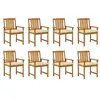 Image de vidaXL Chaises de jardin avec coussins lot de 8 Bois d'acacia solide