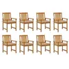 Image de vidaXL Chaises de jardin avec coussins lot de 8 Bois d'acacia solide