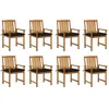 Image de vidaXL Chaises de jardin avec coussins lot de 8 Bois d'acacia solide3078200