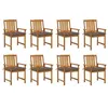 Image de vidaXL Chaises de jardin avec coussins lot de 8 Bois d'acacia solide