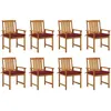 Image de vidaXL Vidaxl Chaises De Jardin Avec Coussins 8 Pcs Bois D'acacia Solide