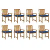 Image de vidaXL Chaises de jardin avec coussins lot de 8 Bois d'acacia solide