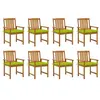 Image de vidaXL Chaises de jardin avec coussins lot de 8 Bois d'acacia solide