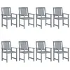 Image de vidaXL Chaises de jardin lot de 8 Bois massif d'acacia Gris