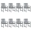 Image de vidaXL Chaises de jardin et coussins lot de 8 Bois acacia solide Gris