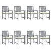 Image de vidaXL Chaises de jardin et coussins lot de 8 Bois acacia solide Gris
