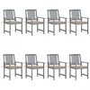 Image de vidaXL Chaises de jardin et coussins lot de 8 Bois acacia solide Gris3078225