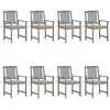 Image de Vidaxl Chaises De Jardin Et Coussins Lot De 8 Bois Acacia Solide Gris