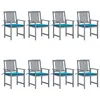 Image de vidaXL Chaises de jardin et coussins lot de 8 Bois acacia solide Gris3078226