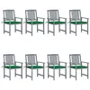 Image de vidaXL Chaises de jardin et coussins lot de 8 Bois acacia solide Gris3078227