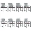Image de vidaXL Vidaxl Chaises De Jardin Et Coussins Lot De 8 Bois Acacia Solide Gris