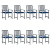 Image de vidaXL Chaises de jardin et coussins lot de 8 Bois acacia solide Gris3078232