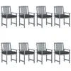 Image de vidaXL Vidaxl Chaises De Jardin Avec Coussins 8 Pcs Bois D'acacia Solide Gris