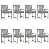 Image de vidaXL Chaises de jardin et coussins lot de 8 Bois acacia solide Gris