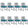 Image de vidaXL Chaises de jardin et coussins lot de 8 Bois acacia solide Gris3078253