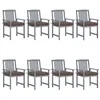 Image de vidaXL Chaises de jardin et coussins lot de 8 Bois acacia solide Gris