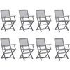 Image de vidaXL Vidaxl Chaises Pliables D'extérieur Lot De 8 Et Coussins Bois D'acacia