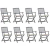 Image de vidaXL Chaises pliables d'extérieur lot de 8 et coussins Bois d'acacia
