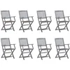 Image de vidaXL Vidaxl Chaises Pliables D'extérieur Lot De 8 Et Coussins Bois D'acacia