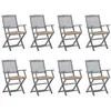 Image de vidaXL Chaises pliables d'extérieur lot de 8 et coussins Bois d'acacia
