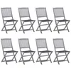 Image de vidaXL Chaises pliables d'extérieur lot de 8 et coussins Bois d'acacia