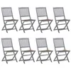 Image de vidaXL Chaises pliables d'extérieur 8 pcs avec coussins Bois d'acacia