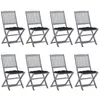Image de vidaXL Chaises pliables d'extérieur lot de 8 et coussins Bois d'acacia3078312