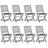 Image de vidaXL Chaises pliables d'extérieur lot de 8 et coussins Bois d'acacia3078313