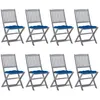 Image de vidaXL Chaises pliables d'extérieur 8 pcs avec coussins Bois d'acacia