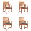 Image de vidaXL Chaises à manger d'extérieur lot de 4 et coussins Acacia massif3078320