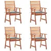 Image de vidaXL Chaises à manger d'extérieur lot de 4 et coussins Acacia massif