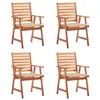 Image de vidaXL Chaises à manger d'extérieur lot de 4 et coussins Acacia massif