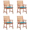 Image de vidaXL Chaises à manger d'extérieur lot de 4 et coussins Acacia massif