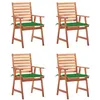 Image de vidaXL Chaises à manger d'extérieur lot de 4 et coussins Acacia massif3078325