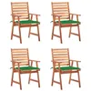 Image de Vidaxl Chaises Ã DÃ®ner D'extÃ©rieur 4 Pcs Avec Coussins Acacia Massif