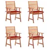 Image de vidaXL Chaises à manger d'extérieur lot de 4 et coussins Acacia massif3078326