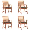 Image de vidaXL Chaises à manger d'extérieur lot de 4 et coussins Acacia massif