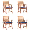 Image de vidaXL Chaises à manger d'extérieur lot de 4 et coussins Acacia massif3078330