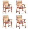 Image de vidaXL Chaises à manger d'extérieur lot de 4 et coussins Acacia massif3078333