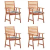 Image de vidaXL Chaises à manger d'extérieur lot de 4 et coussins Acacia massif
