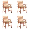 Image de vidaXL Chaises à manger d'extérieur lot de 4 et coussins Acacia massif