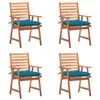 Image de vidaXL Chaises à manger d'extérieur lot de 4 et coussins Acacia massif3078339