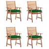 Image de vidaXL Chaises à manger d'extérieur lot de 4 et coussins Acacia massif