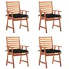 Image de vidaXL Chaises à manger d'extérieur lot de 4 et coussins Acacia massif3078342