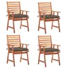 Image de vidaXL Chaises à manger d'extérieur lot de 4 et coussins Acacia massif