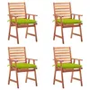 Image de vidaXL Chaises à manger d'extérieur lot de 4 et coussins Acacia massif