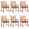 Image de vidaXL Chaises à manger d'extérieur lot de 6 et coussins Acacia massif3078347