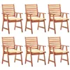 Image de vidaXL Chaises à manger d'extérieur lot de 6 et coussins Acacia massif